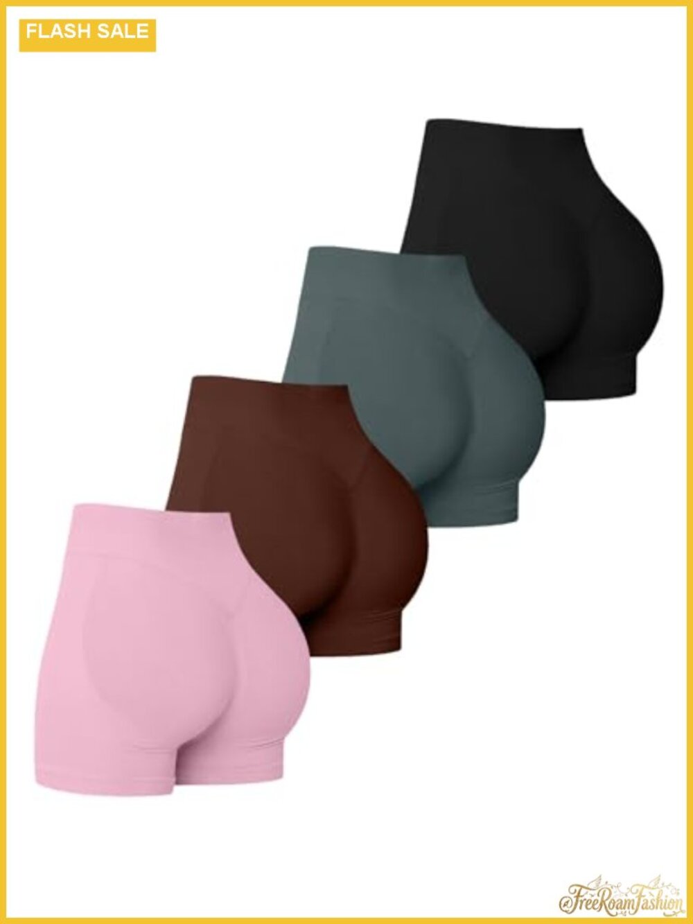 4 Pack Women Seamless Scrunch Butt Lifting High Waisted Gym Yoga Shorts